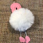 Flamingo Pom Pom Hangtag Pocket Book Purse Bag Decoration Keychain Photo 4