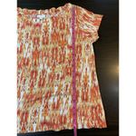 J Jill Linen Shirt Womens Small Southwestern Colorful Soft Coastal Casual Church Orange Photo 8
