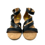 Franco Sarto  size 9‎ black strappy low heel kitten heel sandals zip up rear Photo 4