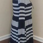 Modcloth NEW Fervour Black & Gray Striped Jersey Knit Long Sleeve Lace-Up Dress Photo 4