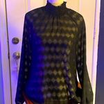Black Sheer Long Sleeve Blouse with High Neck Size M Photo 0