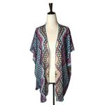Becca Cover Up Women XS Blue Purple Geometric Print Sheer Open Swim Beach Photo 1