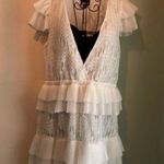 Just Cavalli by Roberto Cavalli Dress White Lace Gown Pleated Flounce size 6 Photo 3