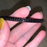 Set of 3 teal & black straw metal bangle bracelets Blue Photo 1