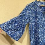 Warm Blue White Floral Garden Tunic Dress Size L Photo 5