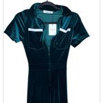 NWT Peachy Den Emerald Velvet Kernel Jumpsuit Size XS Green Photo 4