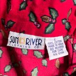 Vintage Sun River Christmas Holly Poinsettia Print Wrap Skirt Size L Photo 3