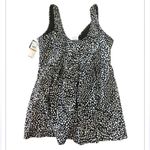 Island Escapes Dot Print Swim Dress Black Size 16W Photo 1