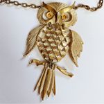 Vintage 1970s Gold Tone Owl Necklace Photo 1