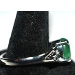 Source Unknown Mystical Green Stone Silver Tone Art Deco Band Casual Unisex Y2K Size 10 Ring Photo 2