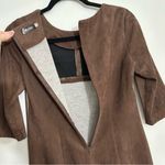 Women’s Brown mix suede and faux leather mini dress in size small Photo 9