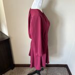 Babaton Aritzia  Burgundy Dress Womens Medium Pockets Button Down Long Sleeve Photo 4