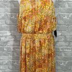 Bcbg Paris Floral High Neck Sleeveless Dress Yellow Size L Photo 0