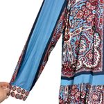 Farm Rio Blue Red White Paisley Collared Button Up Shirt Ruffle Mini Dress sz L Photo 10