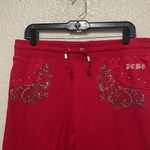 BCBGMAXAZRIA  Y2K Studded Low‎ Rise Wide Leg Track Pants Red Size XL NWOT Photo 1