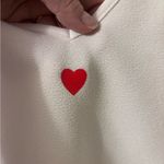 SheIn White Sweatshirt with Red Heart Accents Photo 3
