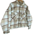Oak & Meadow NWT Plaid Warm Cozy Cropped Long Sleeve Button Photo 2