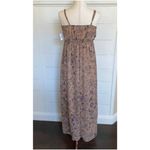 Nordstrom  Soprano Brown Tan w/ Navy flowers Sheer ruffled‎ flowy dress Photo 6
