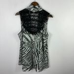 Chico's  Vest 3 Sheer Black White Boho Art To Wear Crochet Back Whimsical Boho Photo 2