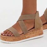 Torrid Taupe Gore Bands Sport Wedge Sandals 8.5 Wide Width Photo 0