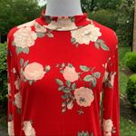 Heart & Hips NWOT  Red L/S Floral Rose Bodycon Fitted Dress Large L SOFT Photo 2