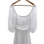 White Puff Sleeve Tie Back Ruffle Hem Mini Dress Medium Coastal Cowgirl Romantic Photo 1