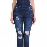 Skinny denim overalls distressed ripped jeans Blue Photo 0