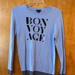 Talbots Baby Blue Navy Crew Neck Bon Voyage Sweater Travel Cruise NWT Petite P Photo 0