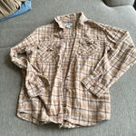 RSQ  Tan and Brown Plaid Flannel Long Sleeve size medium Photo 0