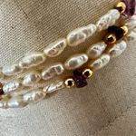 Freshwater pearl and amethyst chip long necklace Photo 5