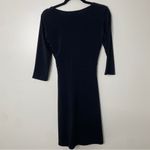Free People Vintage  Black V-Neck 3/4 Sleeves Slit Mini Short Dress Classic XS Photo 3