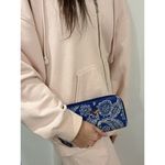 Vera Bradley  Blue White Zip Embroidered Kansas Univ Jayhawks Wallet Wristlet Photo 2