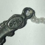 CSL Signed White Seed Bead Beaded Pewter Floral Dainty Boho Necklace Photo 5