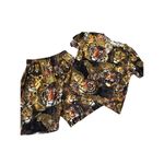 Kosi Bali‎ Multi Color Animal Print Big Cat Keyhole Elastic Waist Vacay Romper Black Size M Photo 4