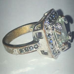 Size 7 Vintage Silver Tone Dark Gray CZ Princess Cut CZ Ring Photo 1