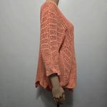 Blair  Open Weave Knit Top Women's Peach Coral 3/4 Sleeve Tunic Large Photo 3