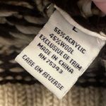 Kenji Handknit Wool Blend Hooded Fur Sweater Women's Large Open Cable Knit Tan Photo 6