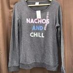 Jenni long Sleeve Lounge Wear Pajama Top M Medium Nachos And Chill Gray NWT Photo 0