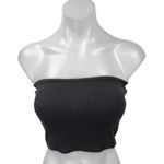 Urban Outfitters  Black Rib Knit Sleeveless Strapless Crop Tube Tank Top Size S Photo 0
