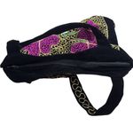 Floral Gold Embroidered Purple Flower Black Velvet Tote Bag Photo 5