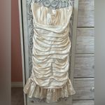 Vintage 80’s Barbiecore prom dress Strapless fitted ruched, dress ruffled hem LG Photo 2