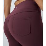 Halara High Waisted Pilates Flare Yoga Casual Stretch Red Mahogany Leggings XL Photo 4