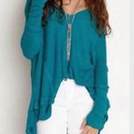 Free People Womens Long Sleeve Layered V Neck Waffle Thermal Top Size XS in Teal Photo 4