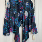 NWT Lord & Taylor Eight Sixty Blue Floral Secretary Bow Long Sleeve Top Size M Black Size M Photo 0