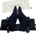 Casadei  Dark Navy Suede Ankle Boots with Chain Sz. 36.5 (US 6.5) Photo 6