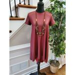 Boutique Eien Women Burgundy Polyester ShortSleeve RoundNeck Knee Length Dress S Photo 9