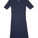 Susan Graver Dress Womens XS Navy Blue Cable Knit Ribbed Sweater Dress Preppy Photo 0