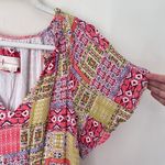 Anthropologie Robin Tiered Ruffle V-Neck Mini Dress Colorful Patchwork Print Photo 3
