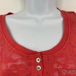 Guess Y2K Burnout Henley Womens Top Sz S Coral Sheer Coquette Grunge Bling Logo Photo 2