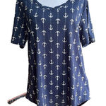 LuLaRoe M CLASSIC TEE ANCHORS NAUTICAL BLUE WHITE MARINE Photo 0